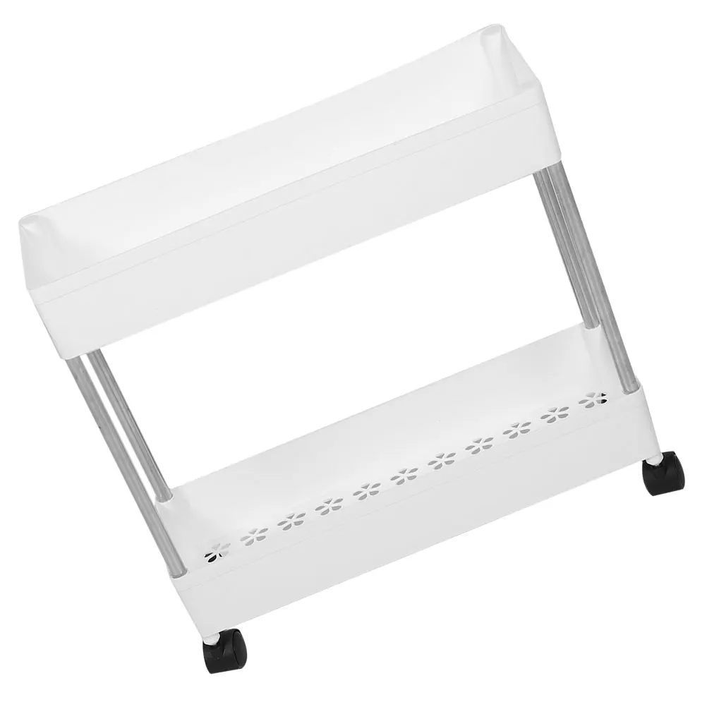 

Multi layer Storage Rack Rolling Cart White Large 2 Layers Kitchen Bathroom ganizer Shelves Trolley St Utility Cart