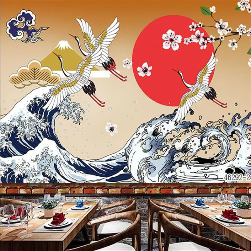 Japanese Ukiyo-e Wall Paper 3D Japanese Izakaya Tatami Sushi Restaurant Hotel Bedroom Decoration Background Mural Wallpaper 3D