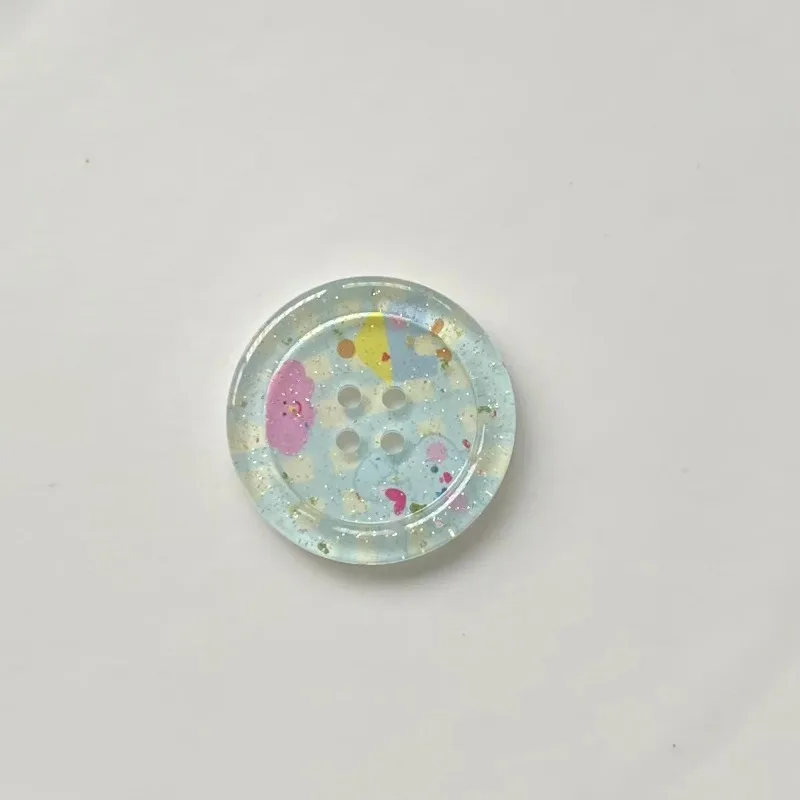10Pcs Shining Powder Cute Cartoon Round Button -  Clothing Sewing Accessories for Kids Woman Hairpins Clip DIY Deco for Girls