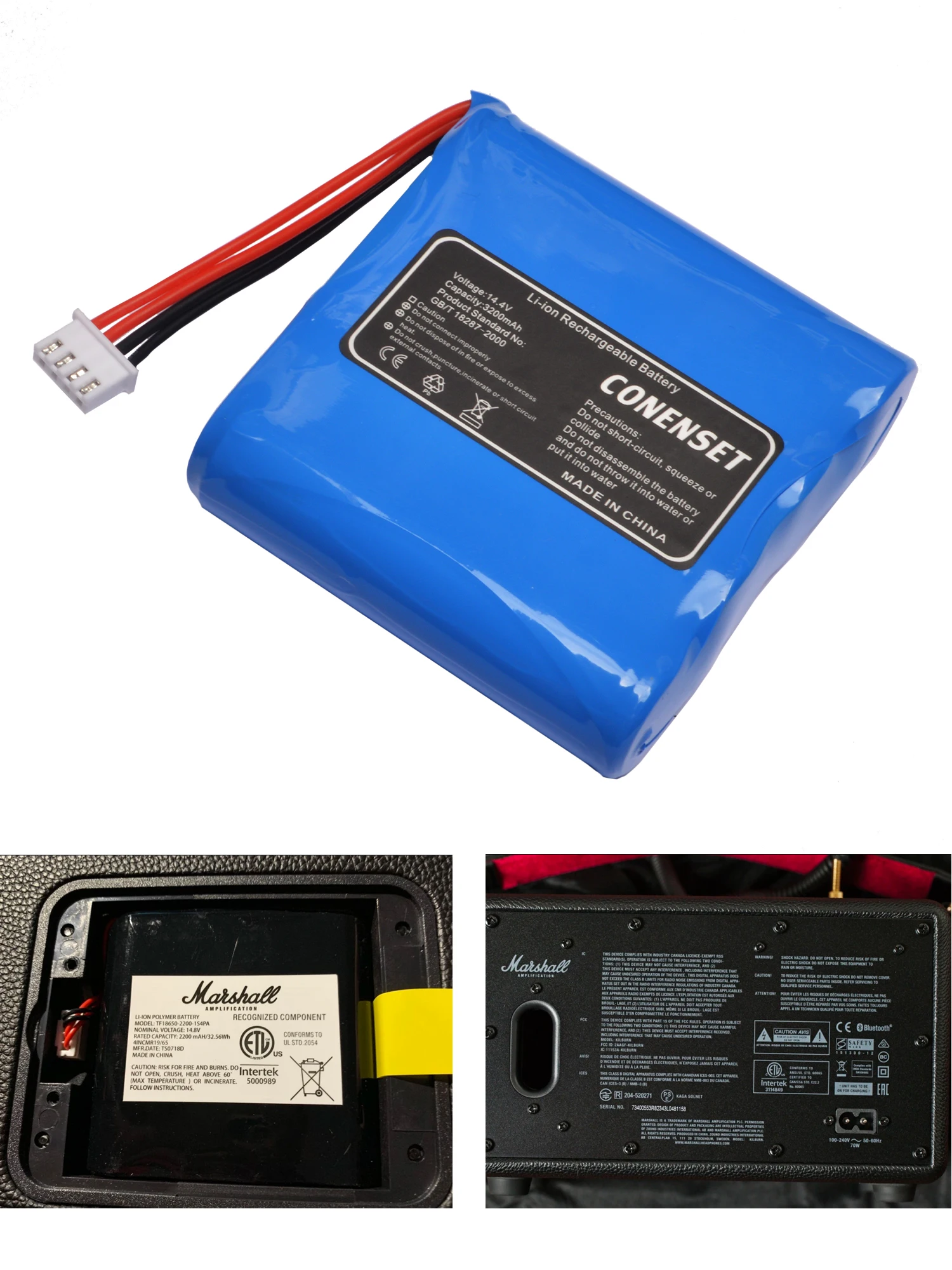 14.8V 3200mAh Replacement Battery For Marshall kilburn Bluetooth Speaker Batteries Model TF18650-2200-1S4PA