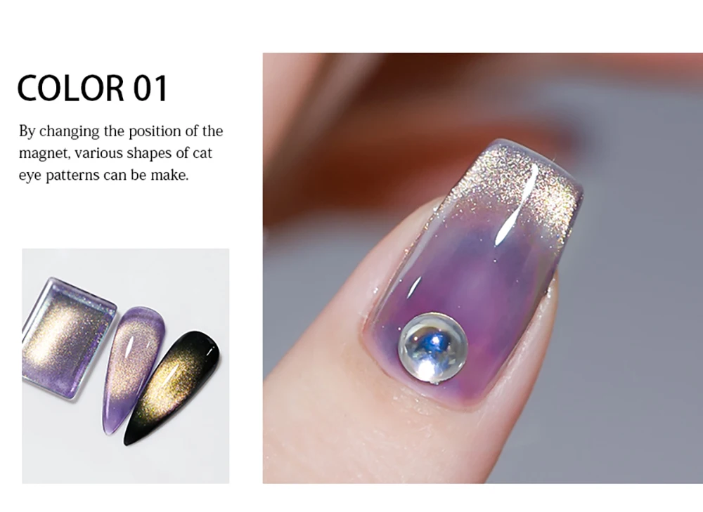 Vendeeni 15 Farben/Set Kristall-Katzenaugen-Gel-Nagellack Magnetischer UV-Soak-Off-Gel-Lack 9D Aurora Katzenaugen-Nagelkunst-Gel-Lack – Detail 14