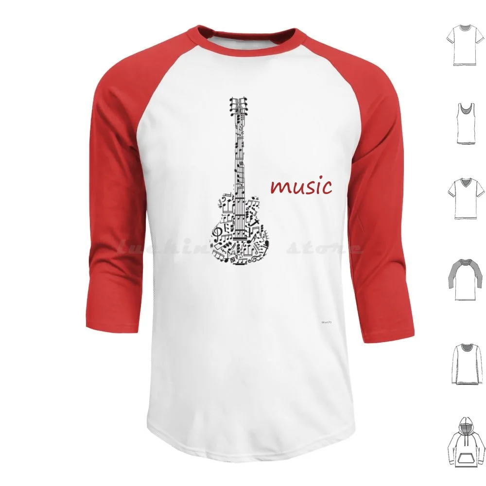 The Music Hoodies Long Sleeve Music Guitar Notes Scale Band Fun Staff Orchestra