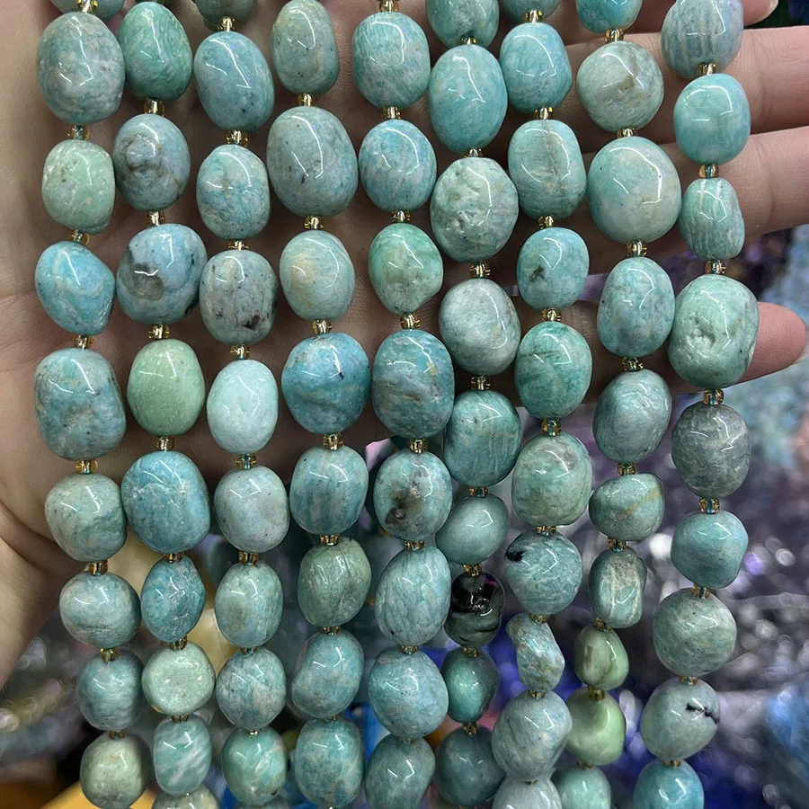 Natural Amazonite Conformal Tianhe Stone Irregular Faceted Loose For Jewelry Making DIY Necklace Bracelet 15\'\'10-15mm