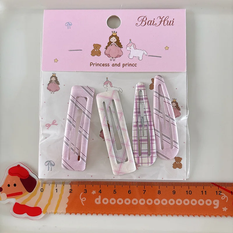 

4pc Children Headwear Dot Spot Print Droplet BB Hair Clip Oil Water Dripping Hairpin Tartan Plaid Drip oil Pins Girls Headdress