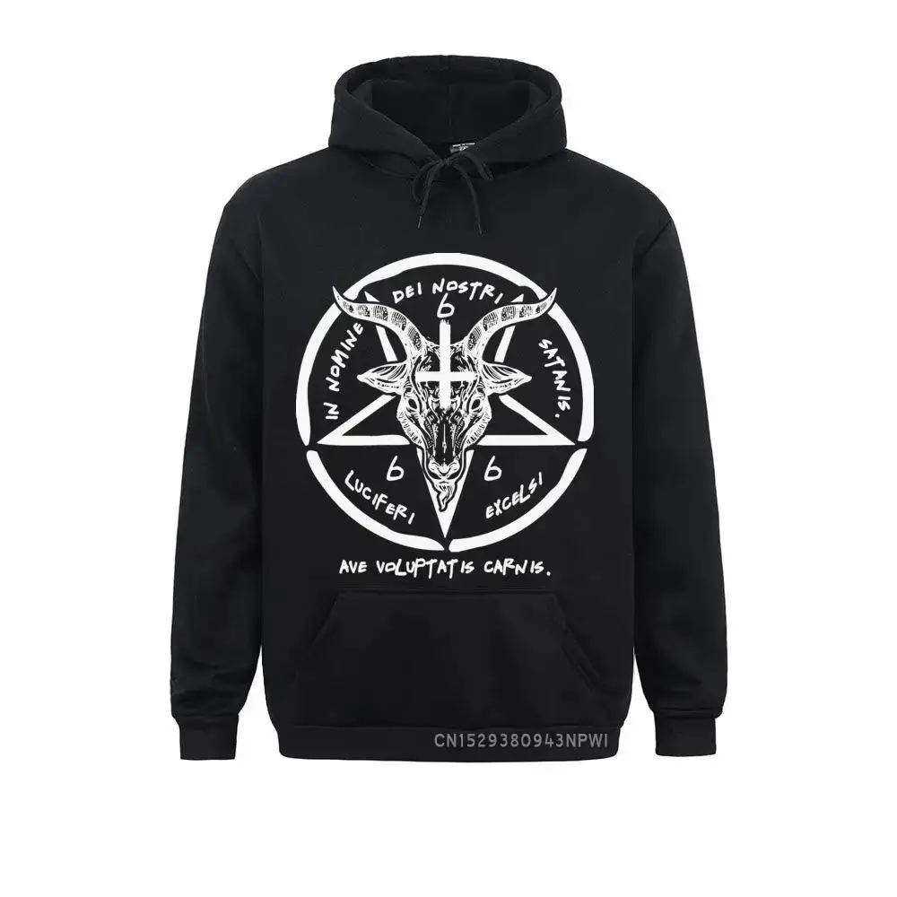 Baphomet Hoodie For Men Demon Hoody Hooded Sigil Of Satan Sweatshirt 90s Goat Head Cool Pullover God Clothes