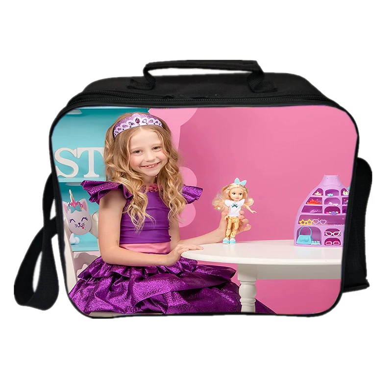 Nylon Als Nastya Schattige Meisje Print Bento Tas Grote Capaciteit Draagbare Isolatiezak Outdoor Picknick Tote Student Cartoon Lunchtas