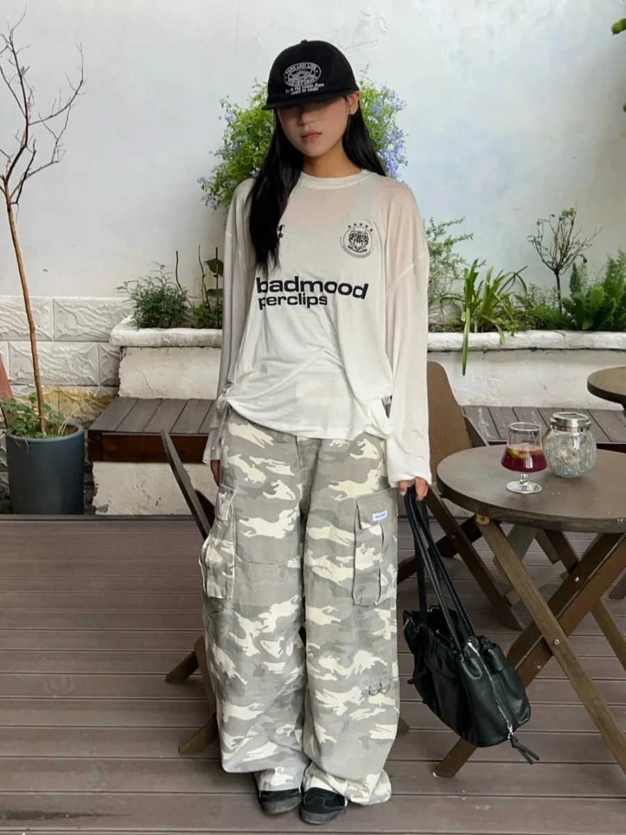 

Desert Camouflage Cargo Jeans Unisex Loose Fit Casual Workwear Denim Pants with Large Pockets Youth Fashion American Style