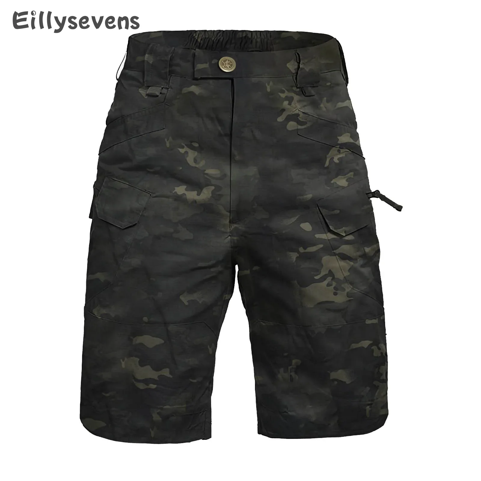 Pantalones cortos cargo de camuflaje Retro a la moda para hombre, pantalones cortos para correr al aire libre de verano, pantalones cortos informales sueltos de 5 puntos con múltiples bolsillos de lino y algodón