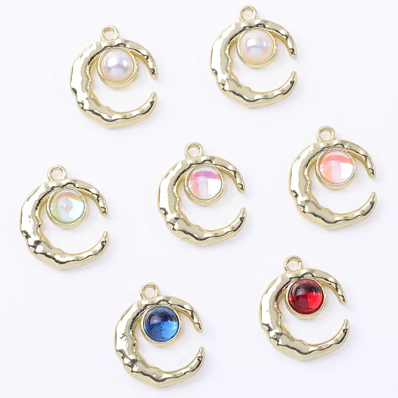 Spot DIY handmade fashion necklace earrings pendant personalized creative mocha series moon pendant alloy accessories