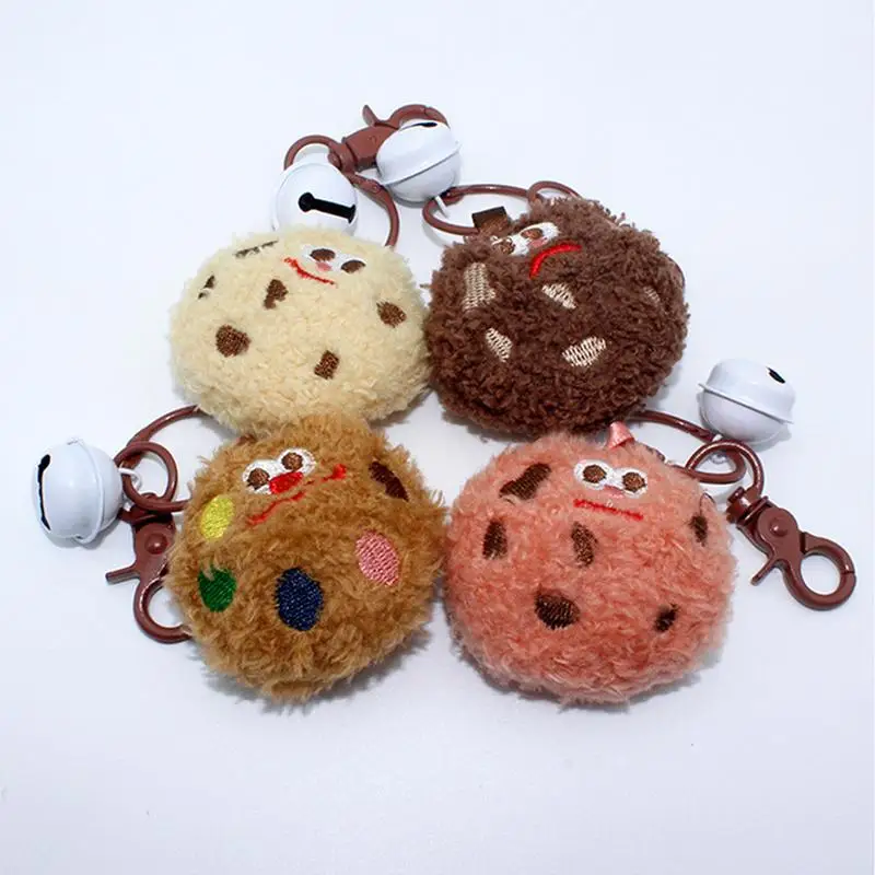 Cookie Plush Pendant Cookie Keyring Plush Ornament Cookie Chocolate Phone Chains Bag Decoration Accessory For Bags Backpacks