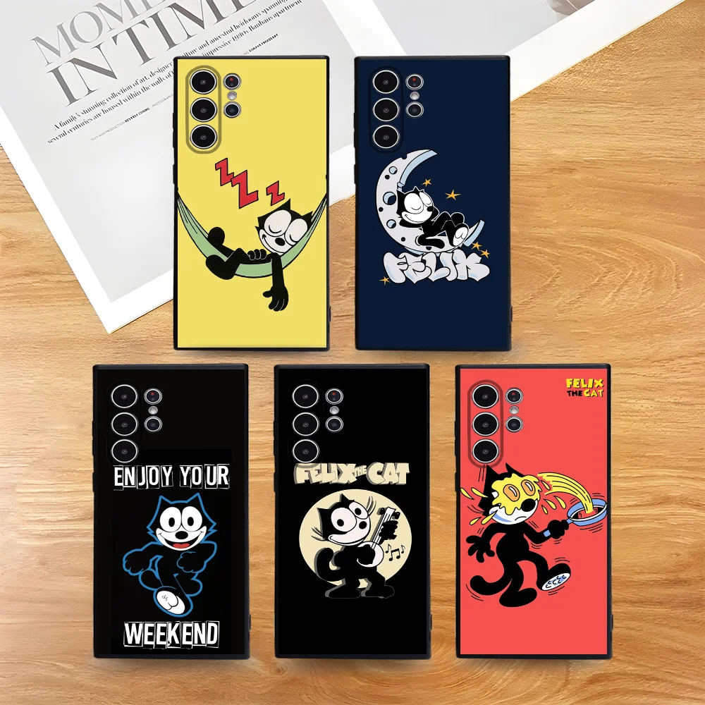 

Cartoon Felix the Cats Phone Case For Samsung Galaxy S25 S24 S22 S23 Ultra S21 S20 Plus 5G Frosted Non-Slip Full Cover Soft Case