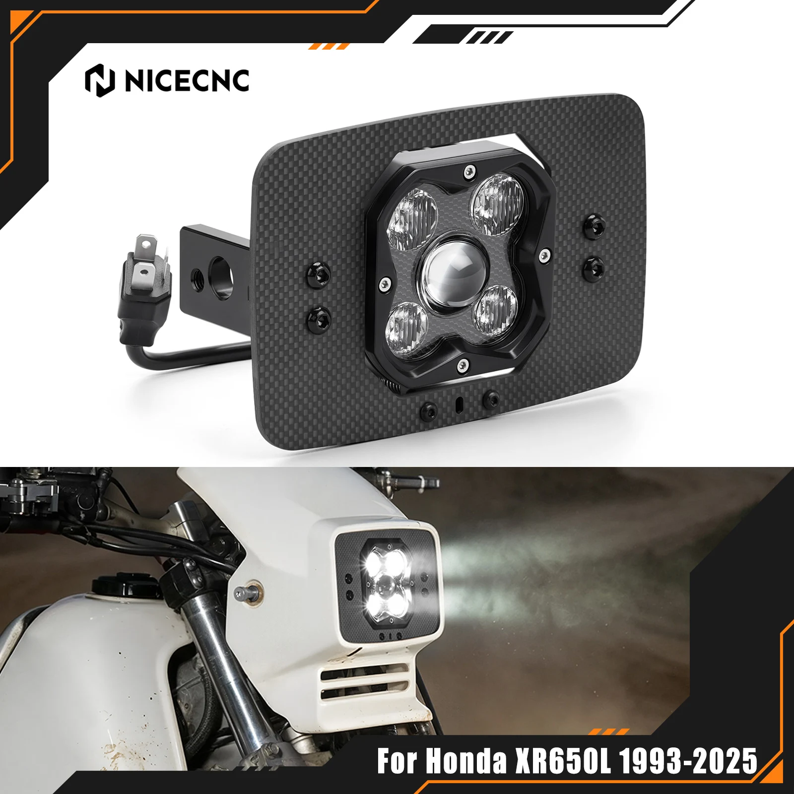 NICECNC For Honda XR 650L XR650L 1993-2025 2024 2023 2022 2021 Motorcycle Adjustable Rally LED Headlight Kit 10-30V DC 40W / 50W