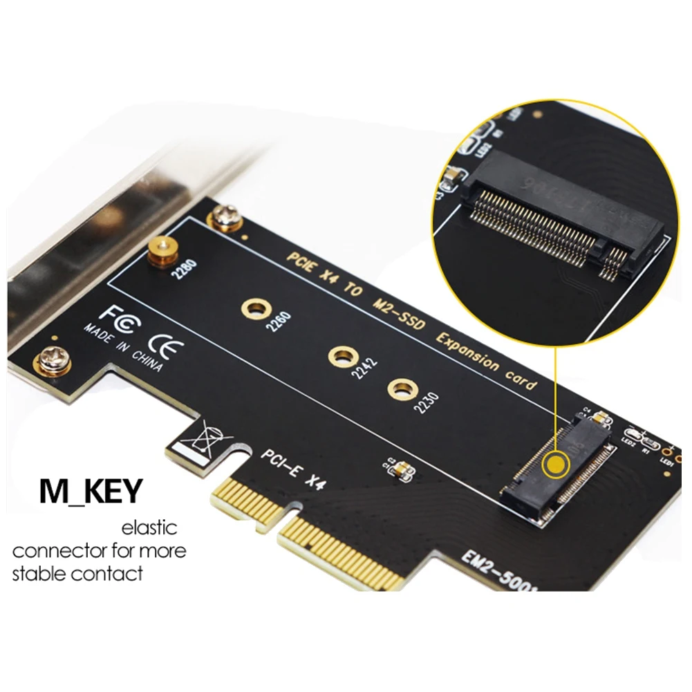 بطاقة توسيع PCI-E 3.0 X4 إلى Nvme M.2 NGFF M Key SSD Riser لـ 2230/2242/2260/2280 M.2 SSD