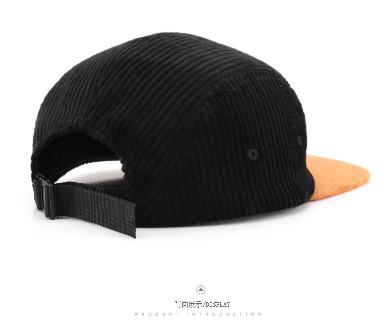 Neue 5-Panel Cord-Baseballkappen mit Anpassbarem Logo, Vielseitige Hip-Hop-Mützen für Herbst und Winter für Männer und Frauen – Detail 9