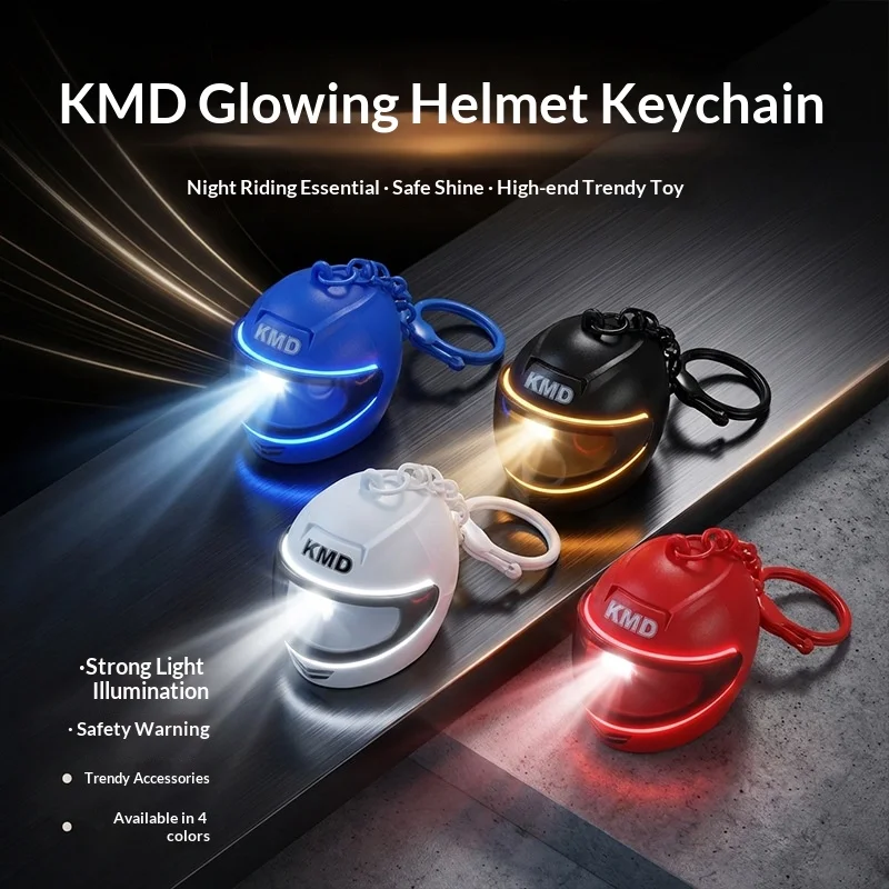 Simulation Luminous Helmet Keychain LED-lit Helmet Night Light Decorations Keyring Ornaments Model Toy Gifts for Men Boyfriends