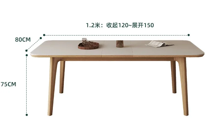 

Stone Plate Wood Folding Dining Table Multifunctional Retractable Dining Table