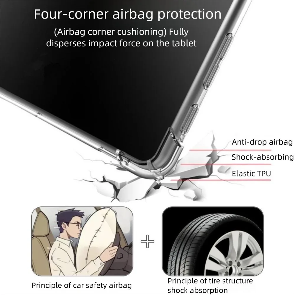 

Clear Airbag Tablet Case Anti-fall Scratch-Proof Protective Cover Pen Slot Shockproof for Microsoft Surface Pro 12" 2025