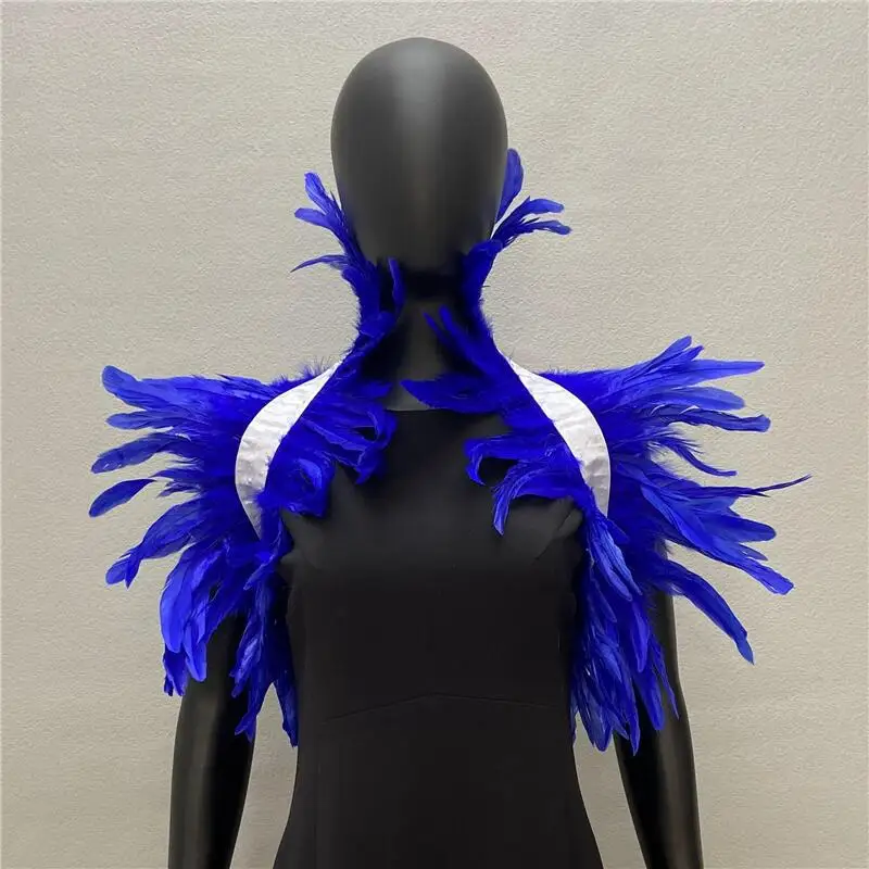 Gothic Frauen Schal natürliche Feder schwarz gefälschten Kragen Schal für Männer Frauen echte Feder Schal Halloween Party Cosplay – Detail 6
