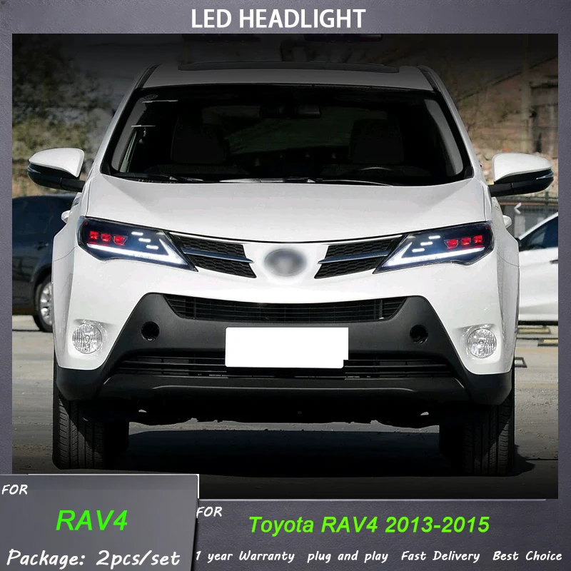 Auto Headlights LED Bulbs For Toyota RAV4 2013 2014 2015 Front Lamp DRL New Upgrade Head Light Projector Lens Car Accessories