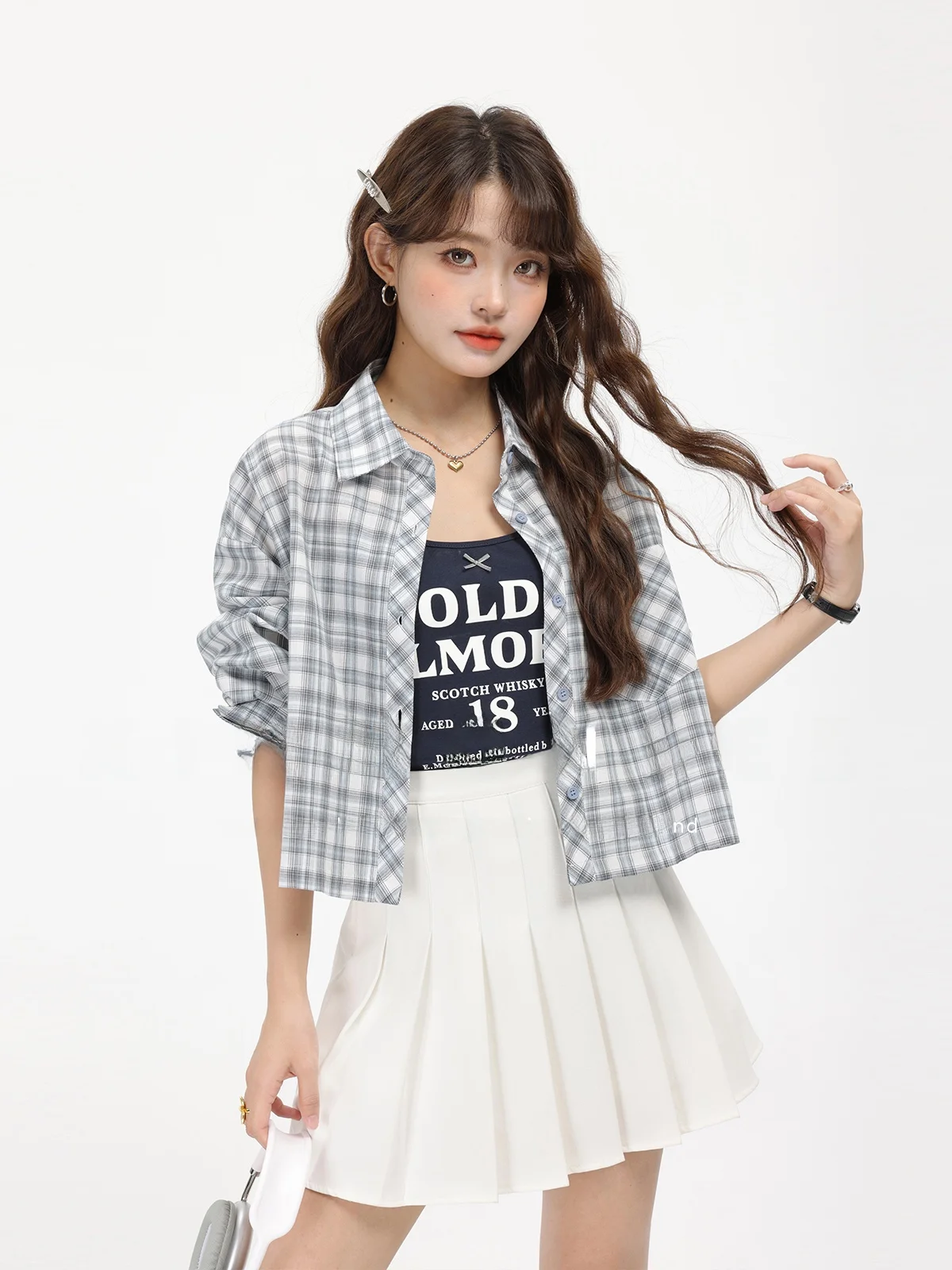 American Retro Letter Print Camisole Vest Short Sleeve Long Sleeve Shirt Two-Piece Set Spring Autumn Women's Fashion Set