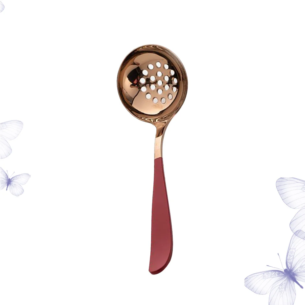 

Stainless Steel Strainer Spoon Fine Mesh Long Handle Heat Resistant Soup Skimmer For Hot Pot Kitchen Restaurant Use Red