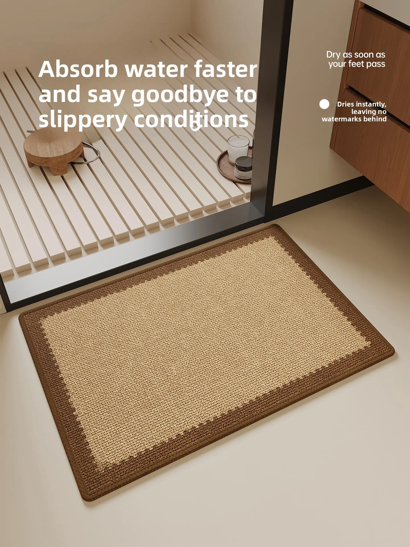 

Batoom Rug Bath Mat Qui Dry Braided Simulation Flax Toilet Door Anti Slip Foot Pad Home Decor Modern hine Waable Square