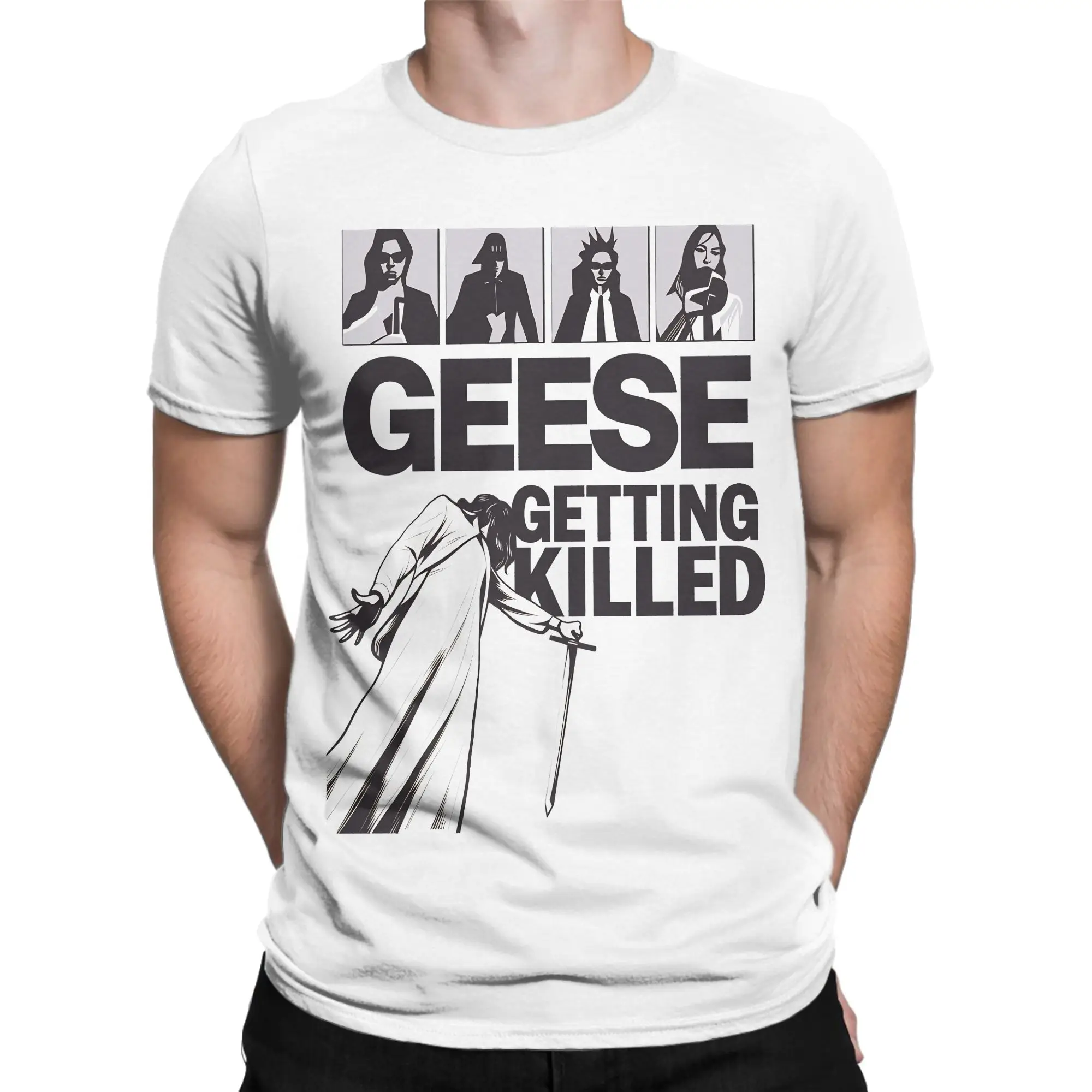 Men T-Shirt Geese Getting Killed Funny Pure Cotton Tees Short Sleeve  T Shirt Crewneck Clothing New Arrival