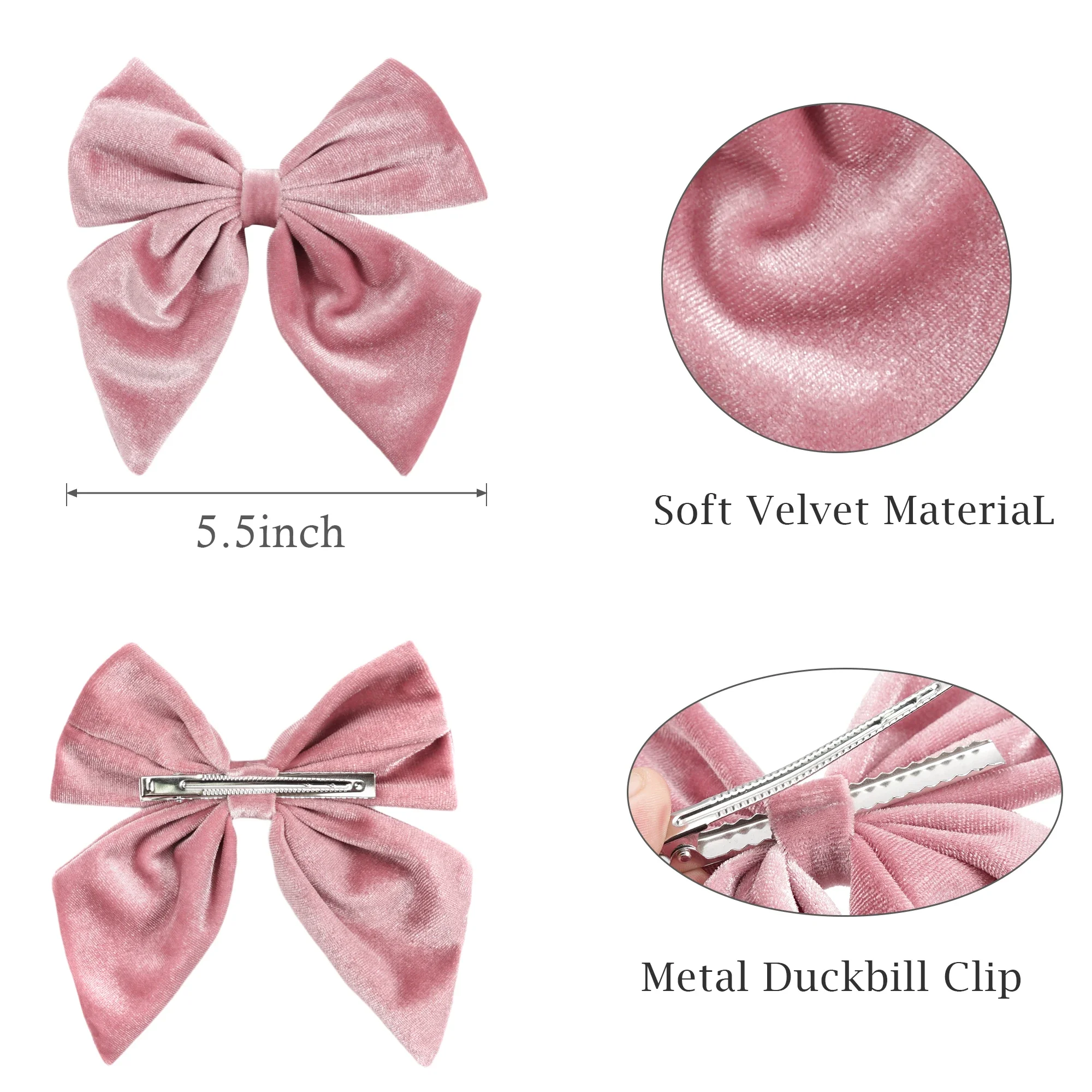 3Pcs 6Inch Handmade Big Large Velvet Bows Hair Clips French Hair Barrettes Vintage Accessories for Teens Girls Children Hairpins