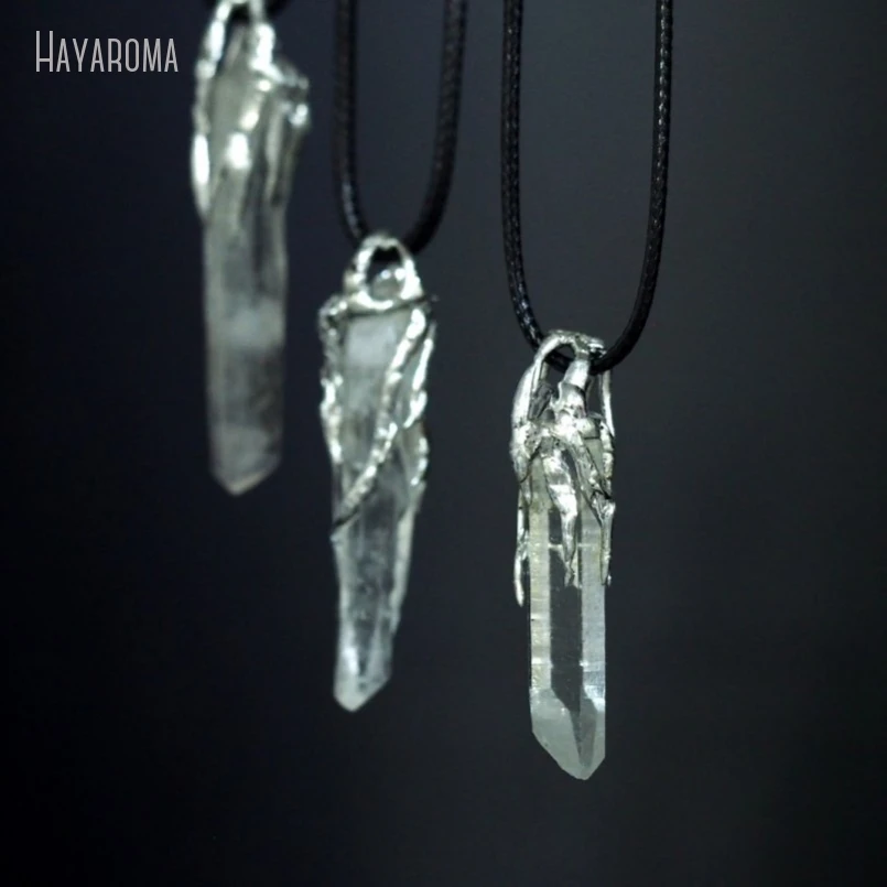 

10Pcs Clear Crystal Leather Rope Brutalist Handmade Jewelry Organic Claws Bubble Dragon Claw Free Form Thorns Point Necklace