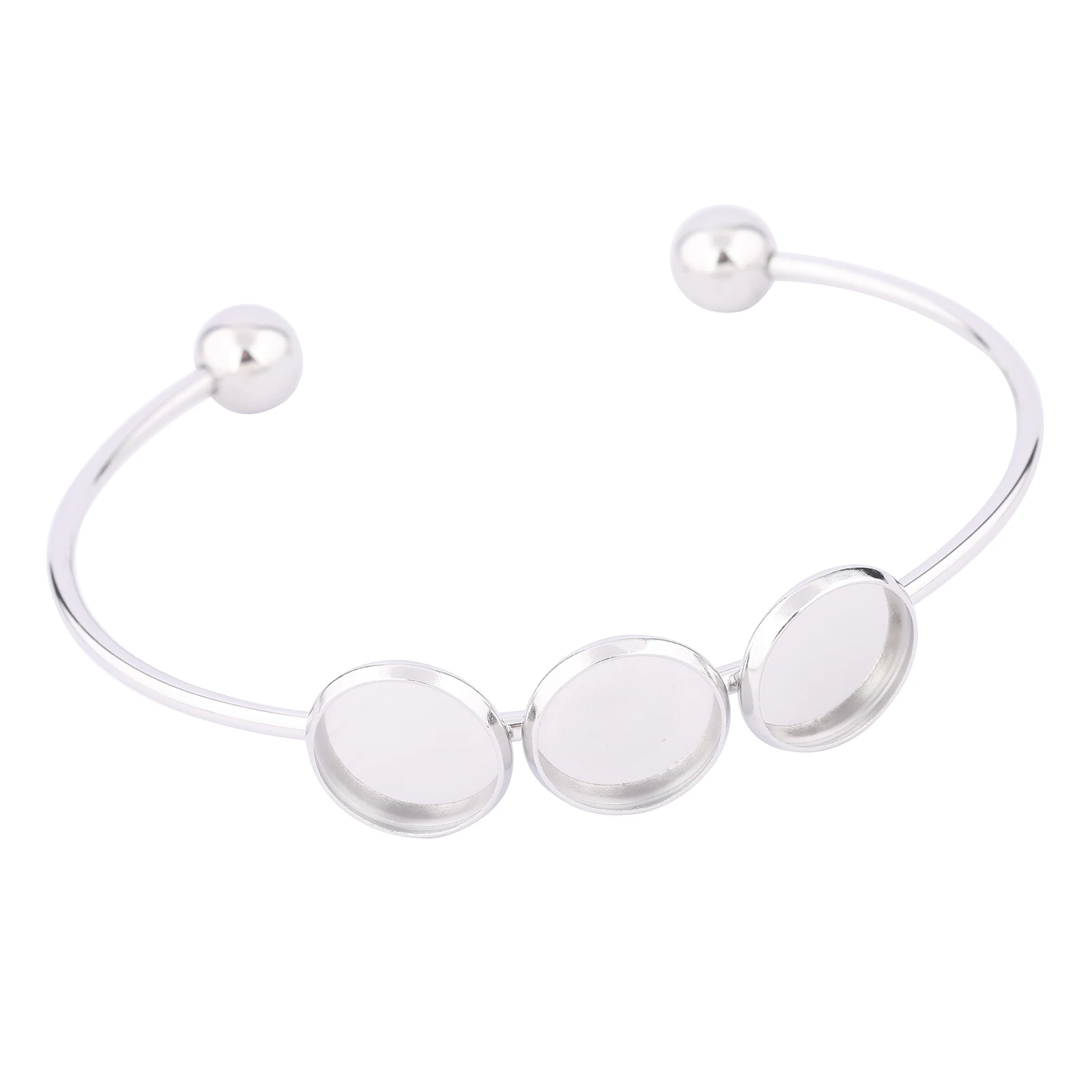 5pcs Stainless Steel Cuff Bracelet Base Blanks Triple 12mm Cabochon Bangle Bezel Setting Trays For Jewelry Making Diy Findings