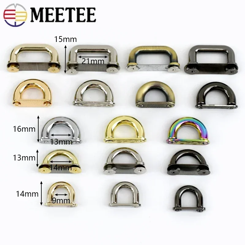 5/10/20Pcs Meetee Metal Arch Bridge Buckle Bag Strap D Ring Hook Handbag Side Clip Handle Connect Screw Clasp Sewing Accessories