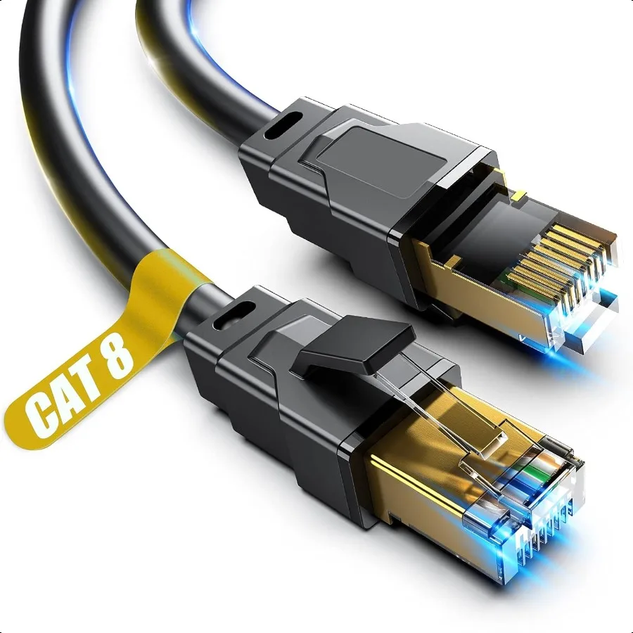 

Cat 8 Ethernet Cable 10ft Heavy Duty High Speed Internet Network Cable Profional LAN Cable 26AWG 2000Mhz 40Gbps with Gold Plate