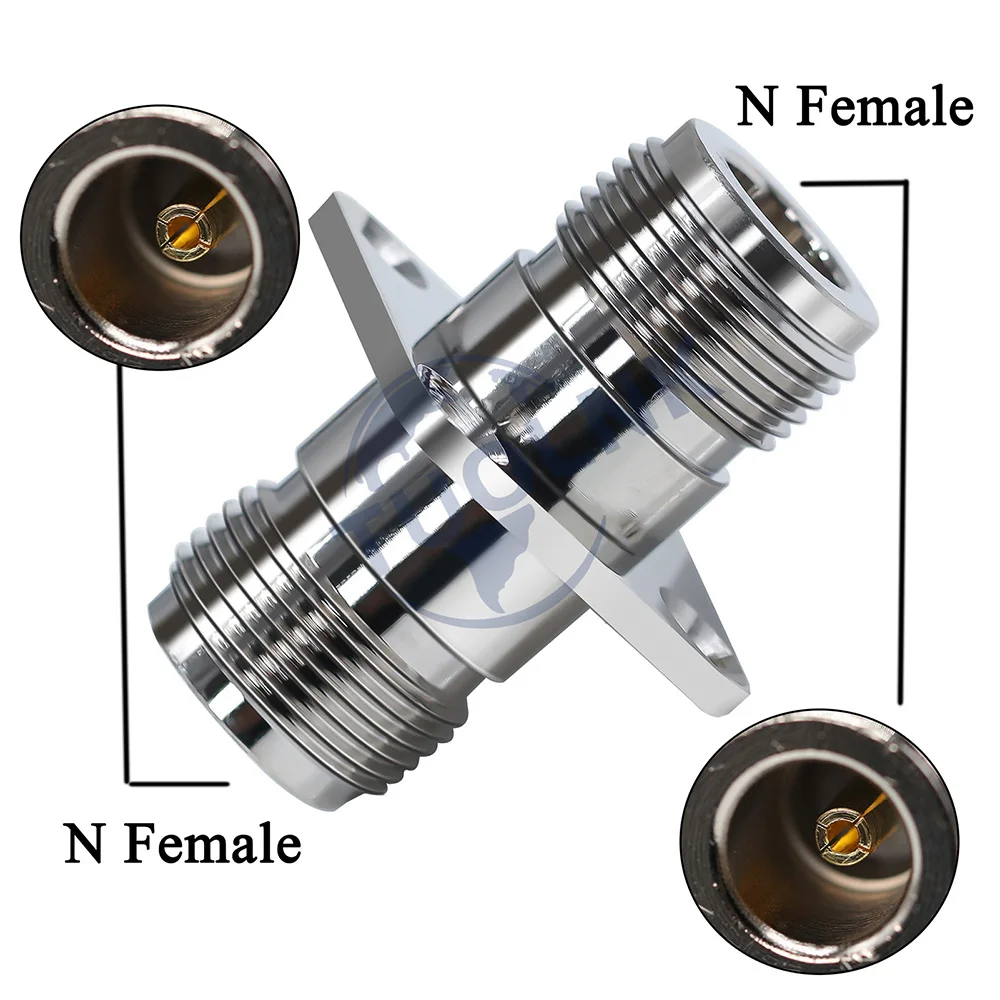 N Female Coax Adapter N Female to N Female 4 Hole Flange Panel Mount Coaxial Connector N Female Jack Coax Connector 2pcs