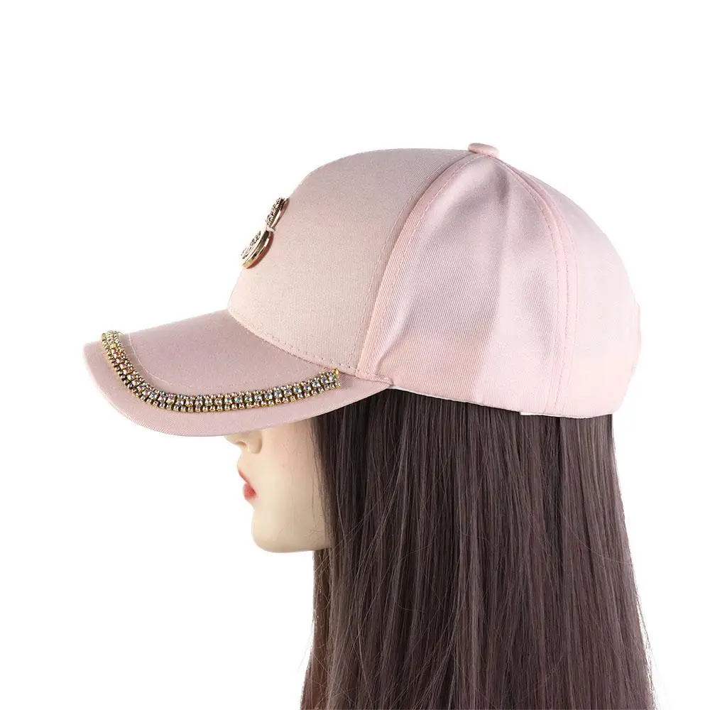 M Letter D English Letters Sunscreen Hat Adjustable Peaked Cap Women Baseball Cap Bling Rhinestones Korean Style Sun Visor