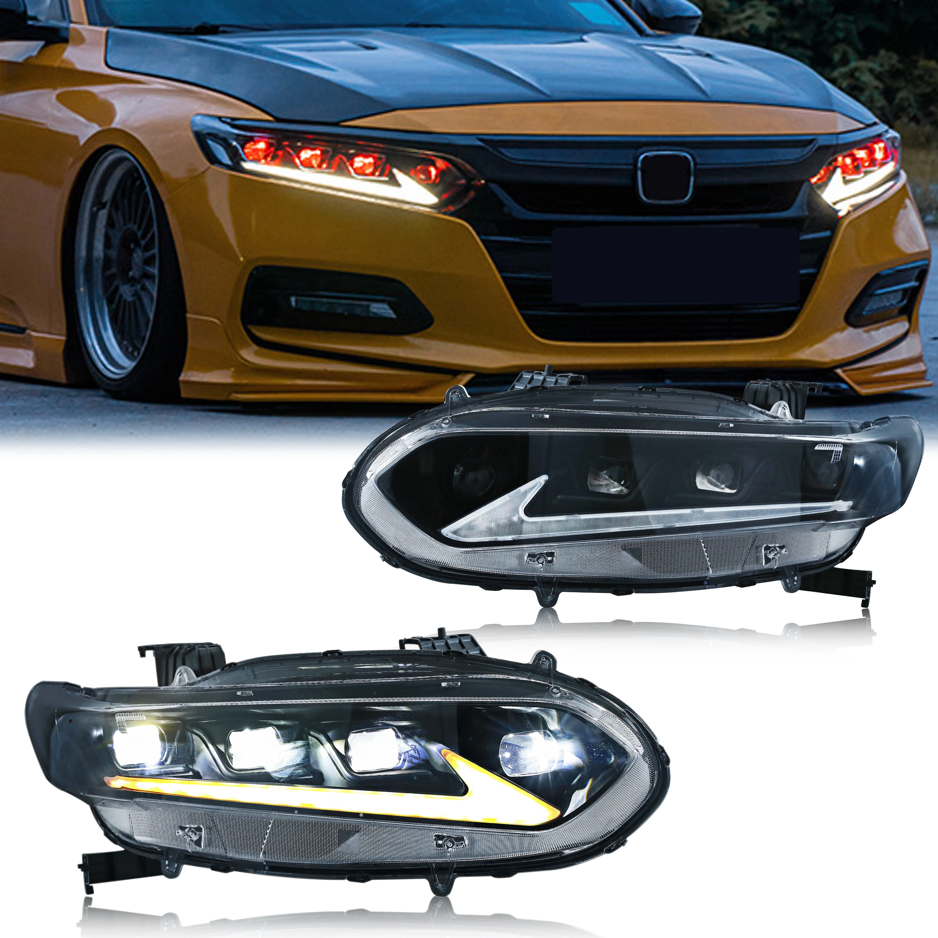 

LED Headlights for Honda Accord 10Th Gen 2018-2023 Start-up Animation Demon Eyes Sequential Signal Front Lamp Assembly