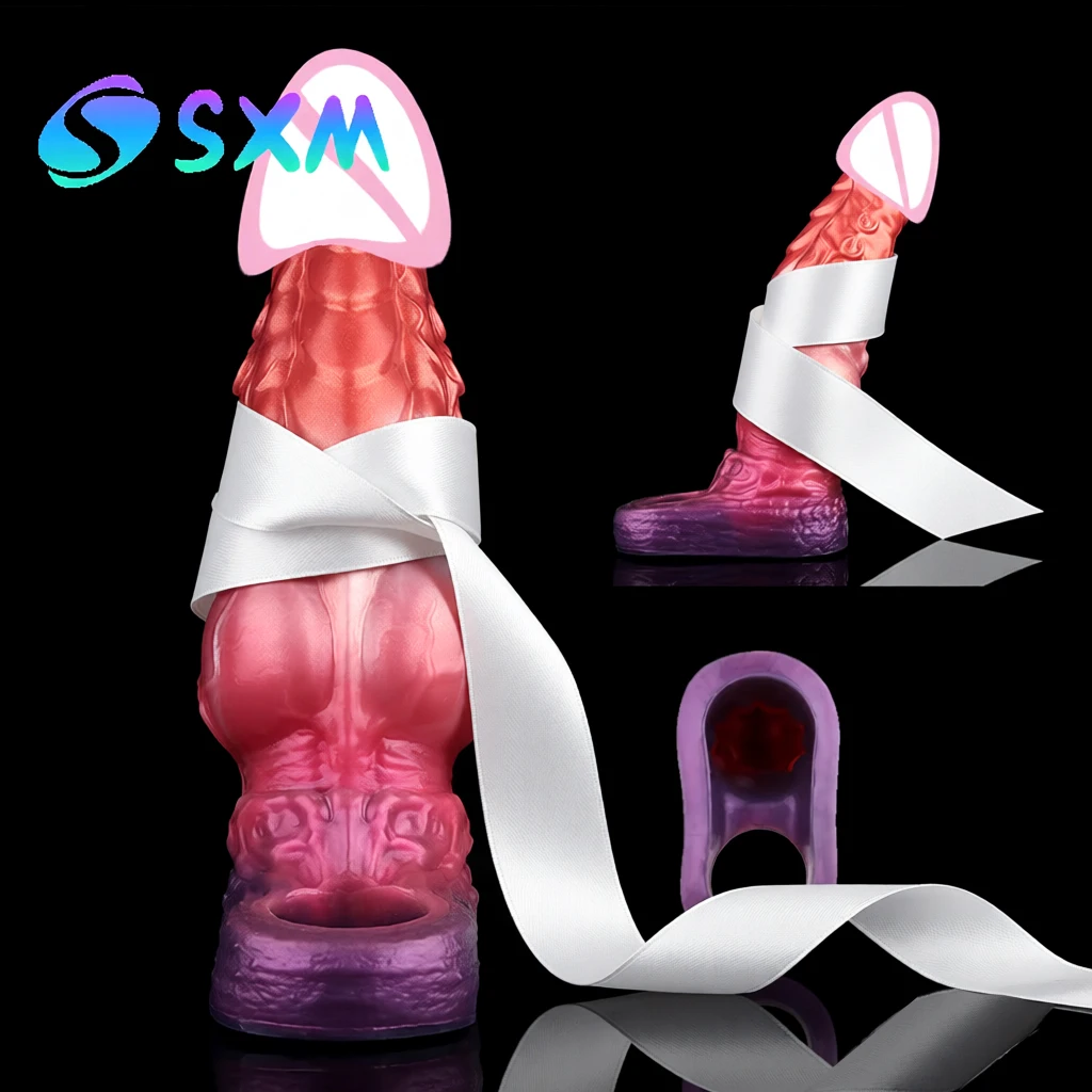 SXM الخيال الوحش التنين الجوف دسار غمد القضيب كم مكافحة الإفلات الديك توسيع قابلة لإعادة الاستخدام الواقي الذكري لعبة الجنس للذكور الكبار #1