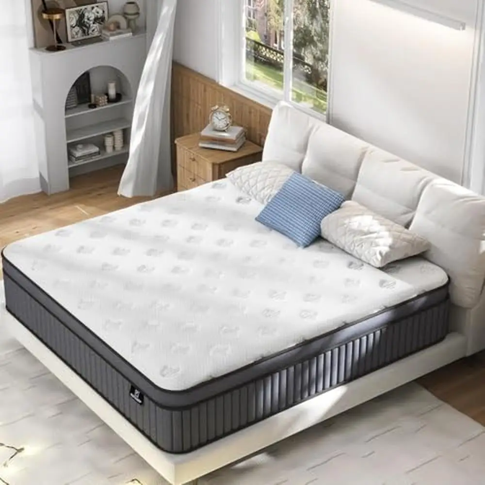 Queen Mattress 14 Inch Firm Hybrid in a Box Memory Foam Pocket Spring Deep Sleep Edge Support Soft Breathable Fabric 100 Night