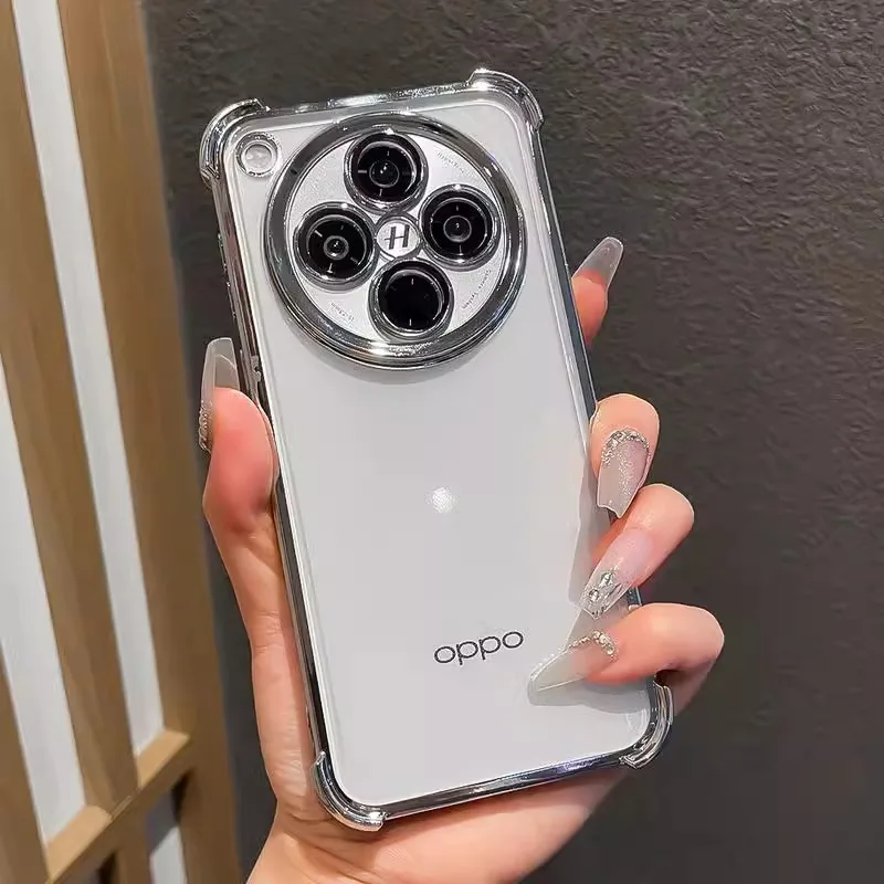 

For OPPO Find X8 Ultra Case Camera Lens Film Protection Luxury Plating Airbag Transparent Soft Silicone Shockproof Back Cover