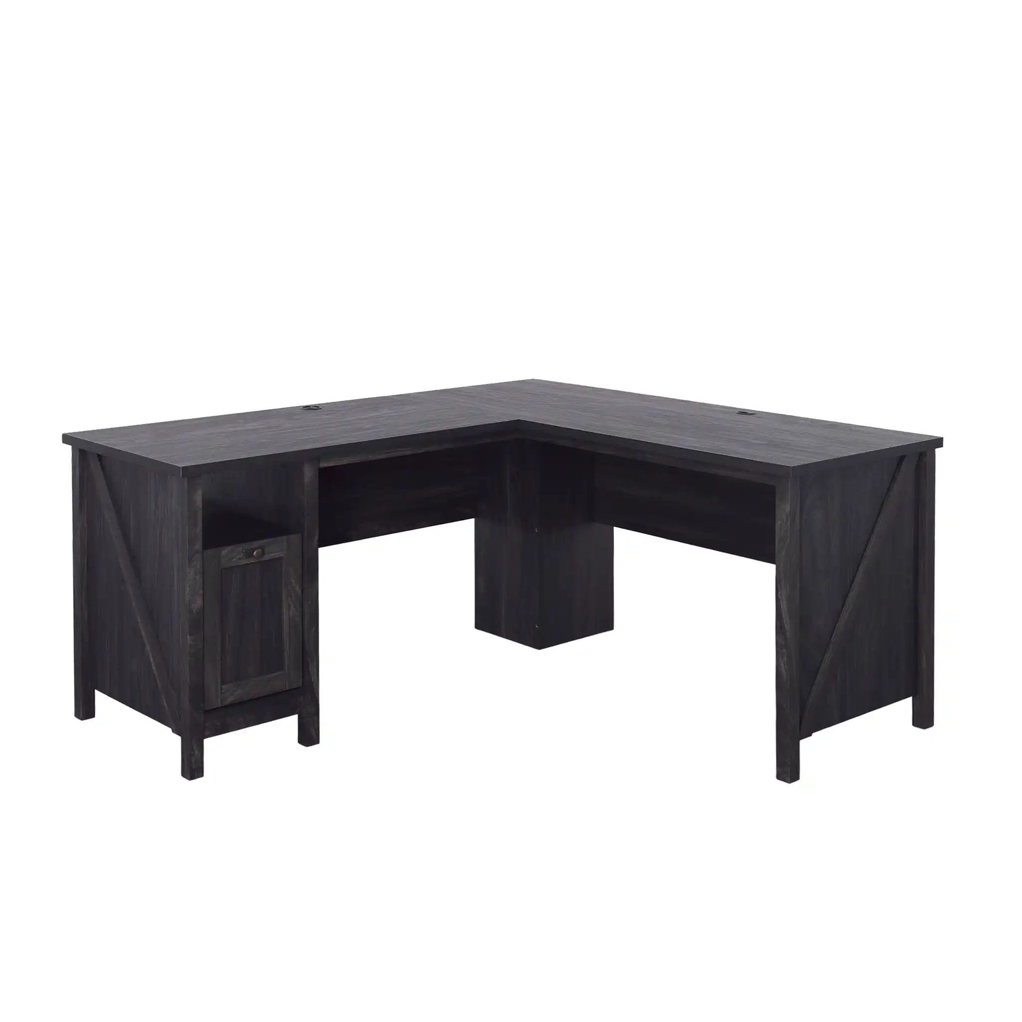 Modern Farmhouse L-Desk, Black Finish The beautiful style of the L-shaped desk in the modern farmhouse series