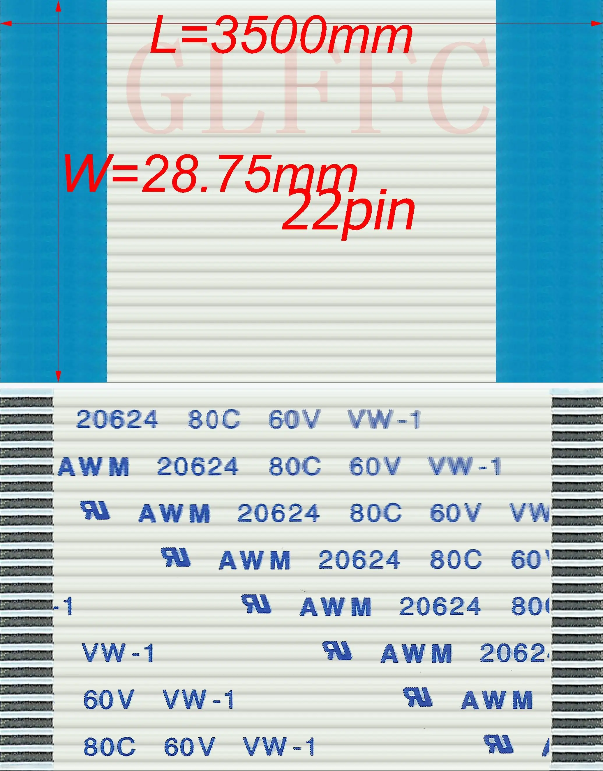 フレキシブルフラットケーブル14pin,1.25ピッチ,280〜6500mm,bタイプ,ffc,awm,20624 rohs,ttl,DVDコンピューター用