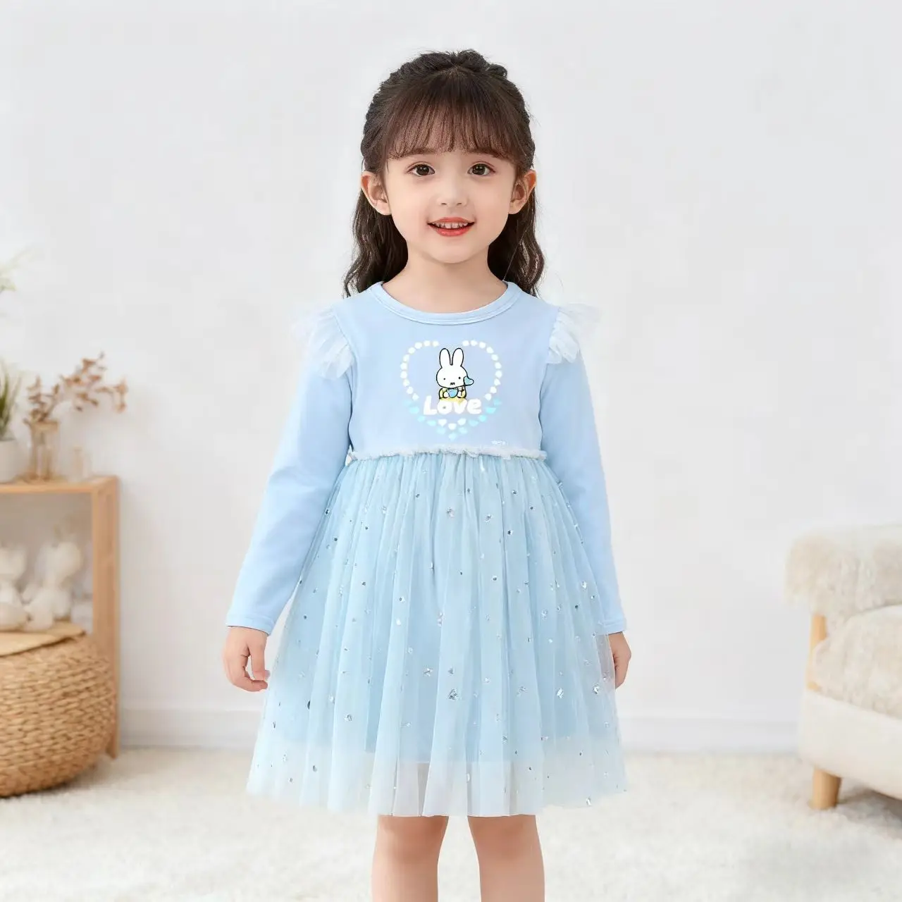 

Платье Miffy для девочек, детская одежда с длинными рукавами, новая весенне-осенняя детская юбка принцессы, супер сказочная юбка для девочек