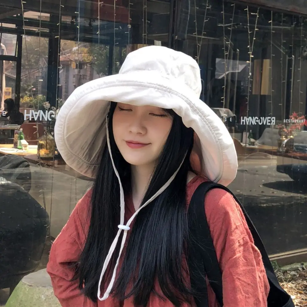 Large Brim Bucket Hat Spring Summer Portable Foldable Sun Hat Anti-UV Fisherman Cap Women Men