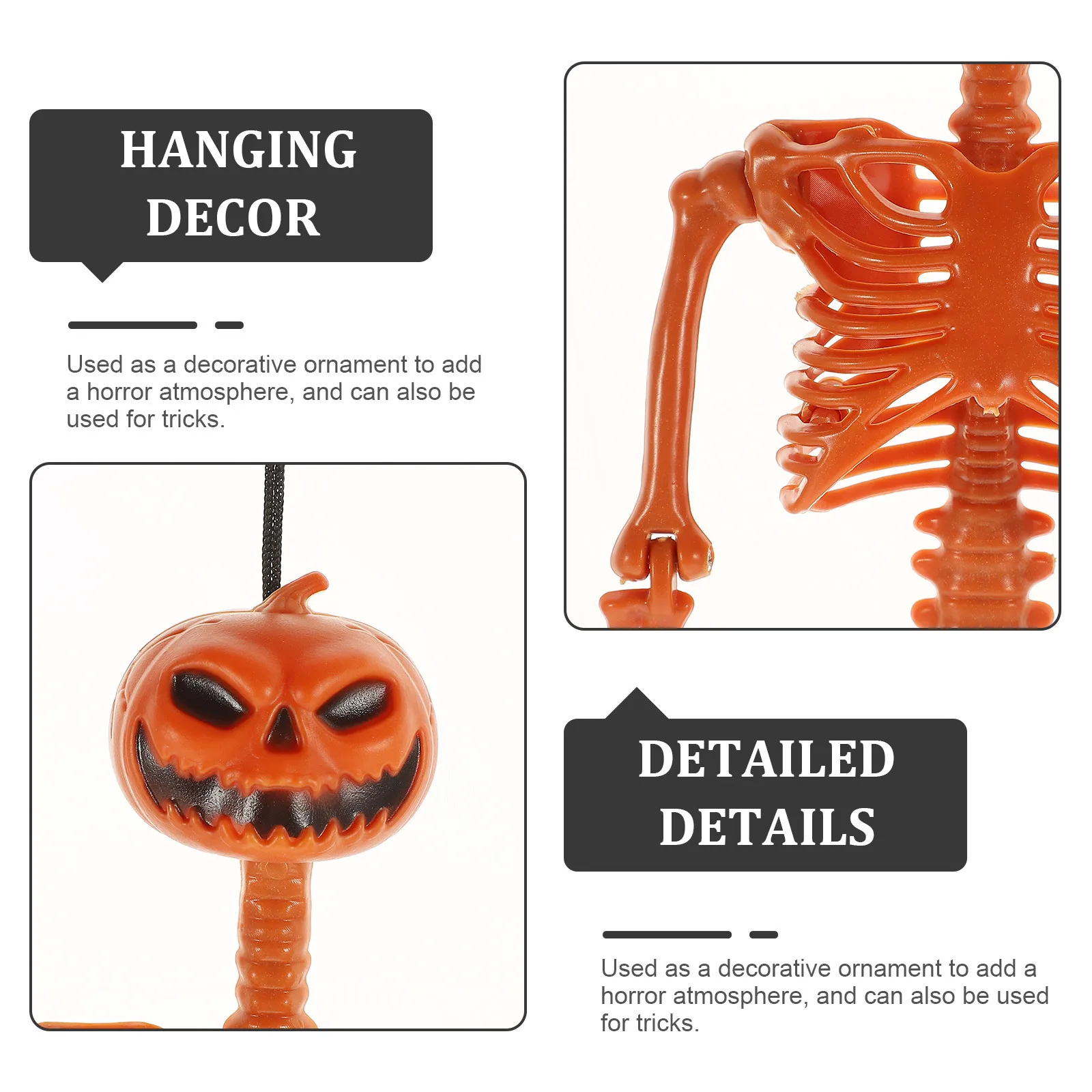 

Halloween Hanging Pumpkin Pendant Flexible Joints Scary Decoration for Haunted House Party Halloween Props