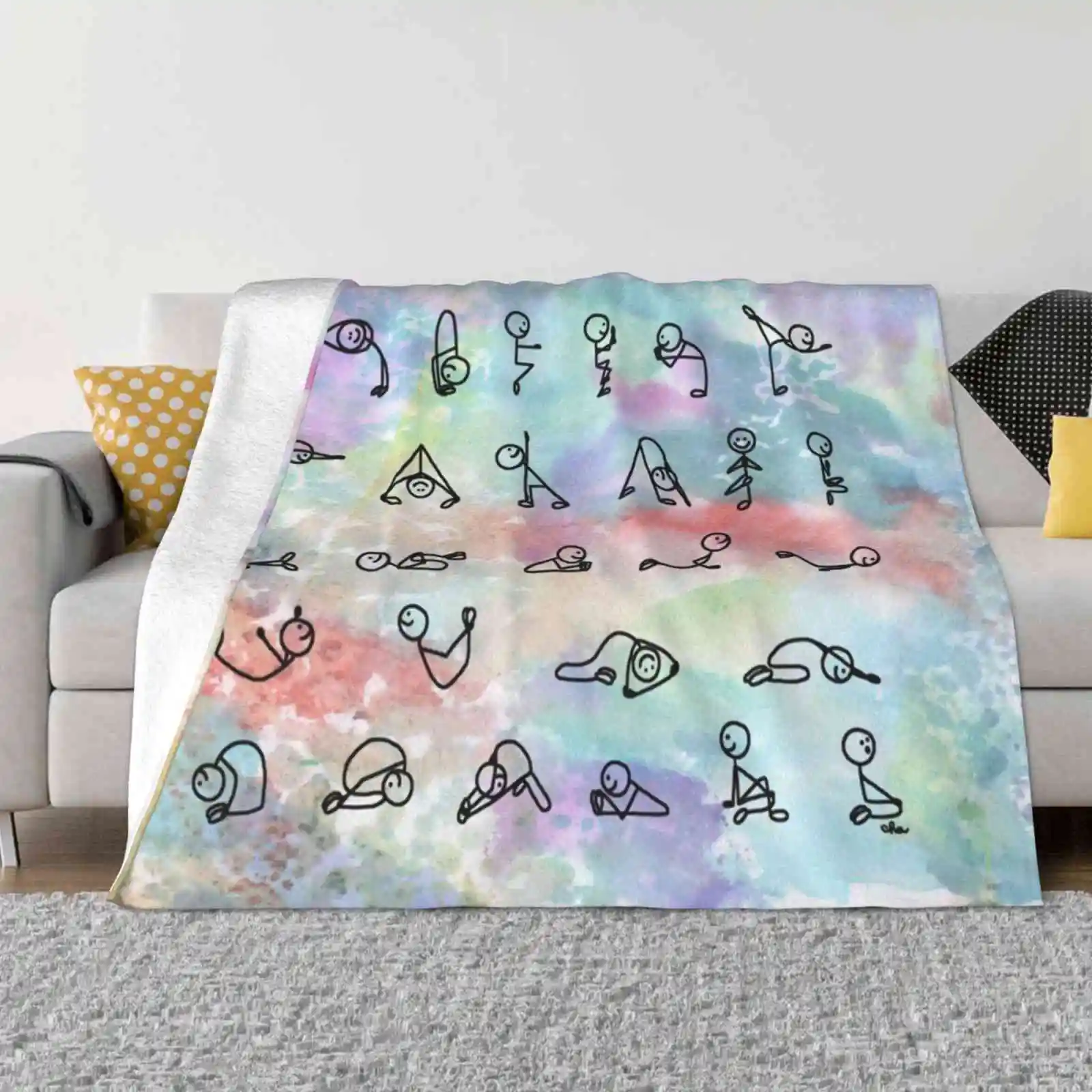 Hot Yoga : 26 Plus 2 {Black Figures} Soft Warm Throw Blanket Holly Atwater Ha Designs Hadesigns Stick Figure Black White Hot