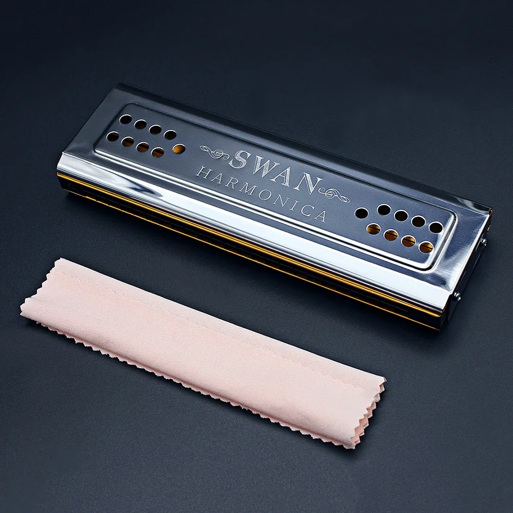 SWAN 24 Hole Tremolo Harmonica Polyphonic Double-side C/G Key Harmonica Suitable For Music Enthusiasts Woodwind Instrument