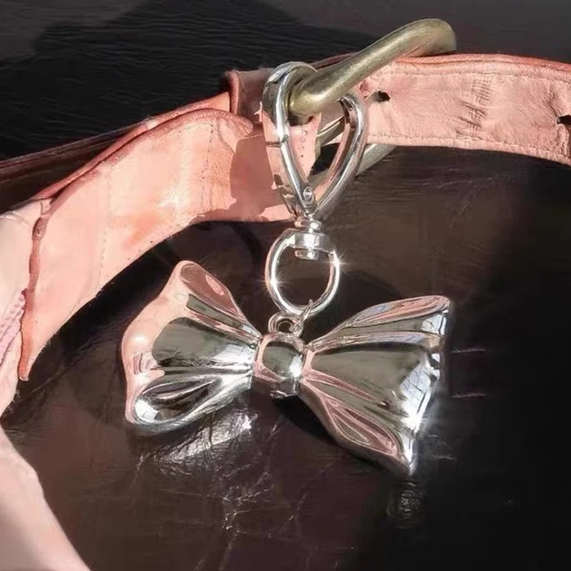 سلسلة مفاتيح معدنية عتيقة القوس ، حلقة مفتاح عقدة ، ديكور حقيبة يد سيارة الموضة ، إكسسوارات قلادة جذابة ، Y2K #2