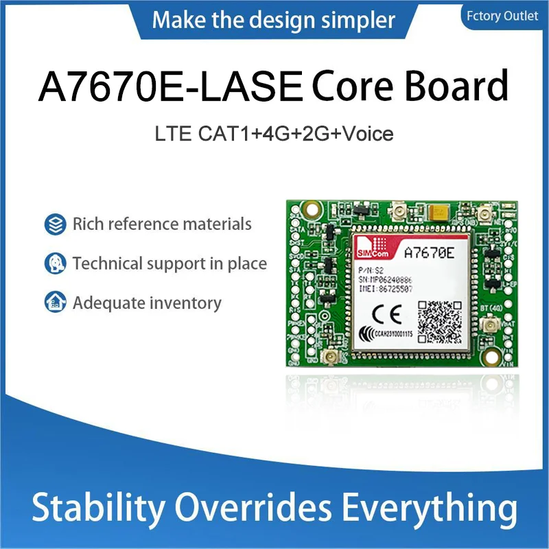 SIMcom A7670E-FASE/A7670E-LASE/A7670G-LABE/A7670SA-LASE/A7670SA-FASE CAT1 Core Board, mendukung Data + GNSS + suara