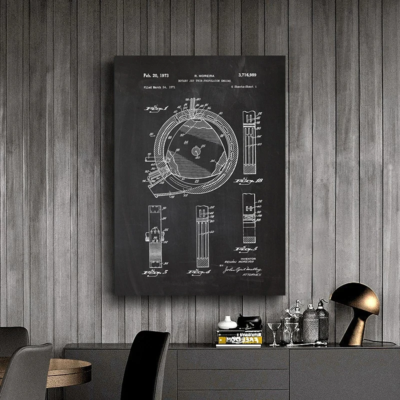 محرك السيارات ميكانيكي المخططات المشارك خمر المتحمسين الميكانيكية جدار الفن صورة ديكور لغرفة المعيشة ديكور المنزل