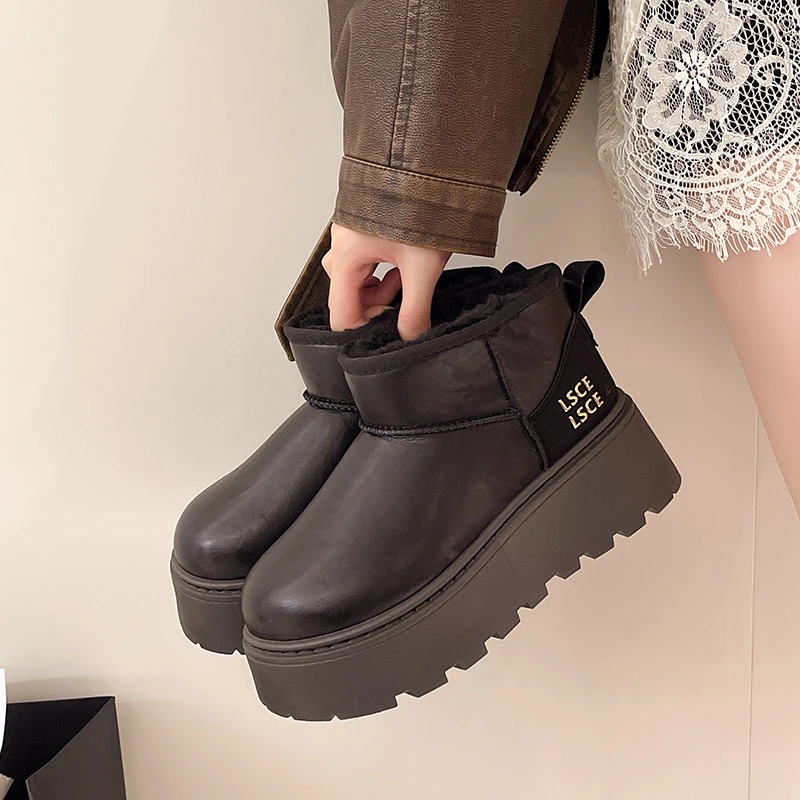 

Женские зимние ботинки на толстой подошве, новинка 2025, зимние бархатные утолщенные меховые водонепроницаемые нескользящие теплые хлопковые туфли