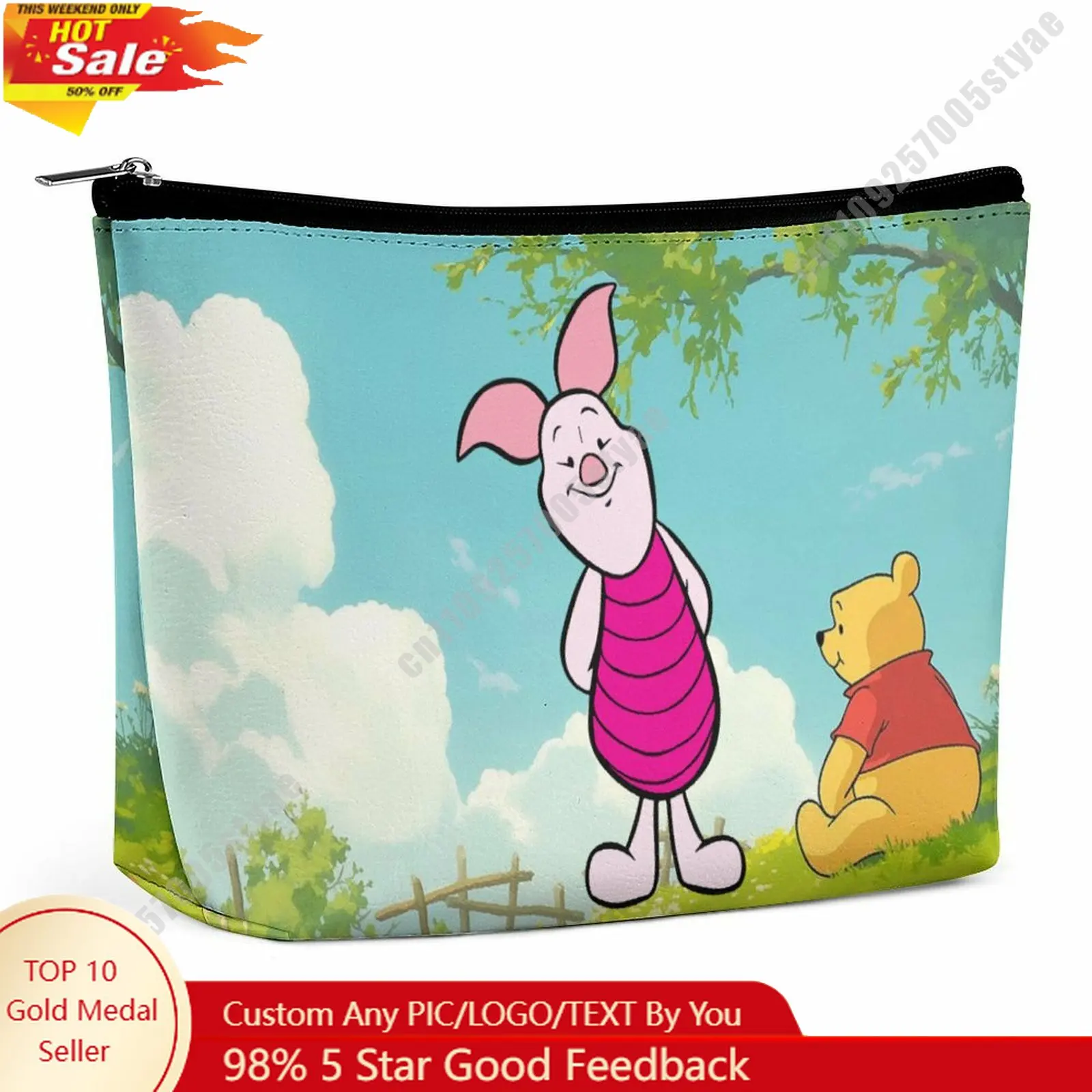 

Piglet Cosmetic Bag Disney Cartoon Role DIY Customized Graphic Design Personalized Creation Holiday Gift Cosmetic Storage